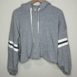 American Eagle Outfitters Gray Cropped Hoodie Sweatshirt Size S